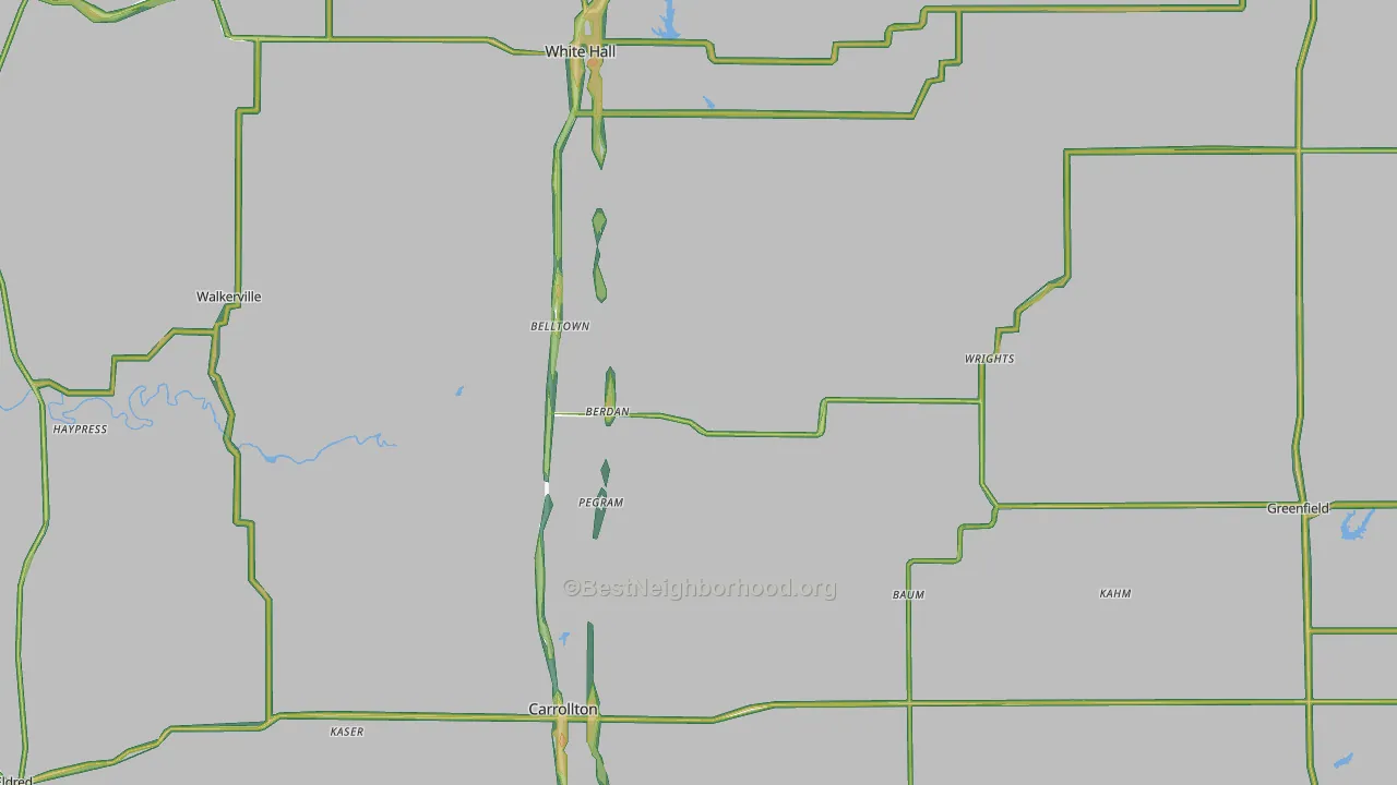 Greene County, IL Map of Noise Levels in Greene County