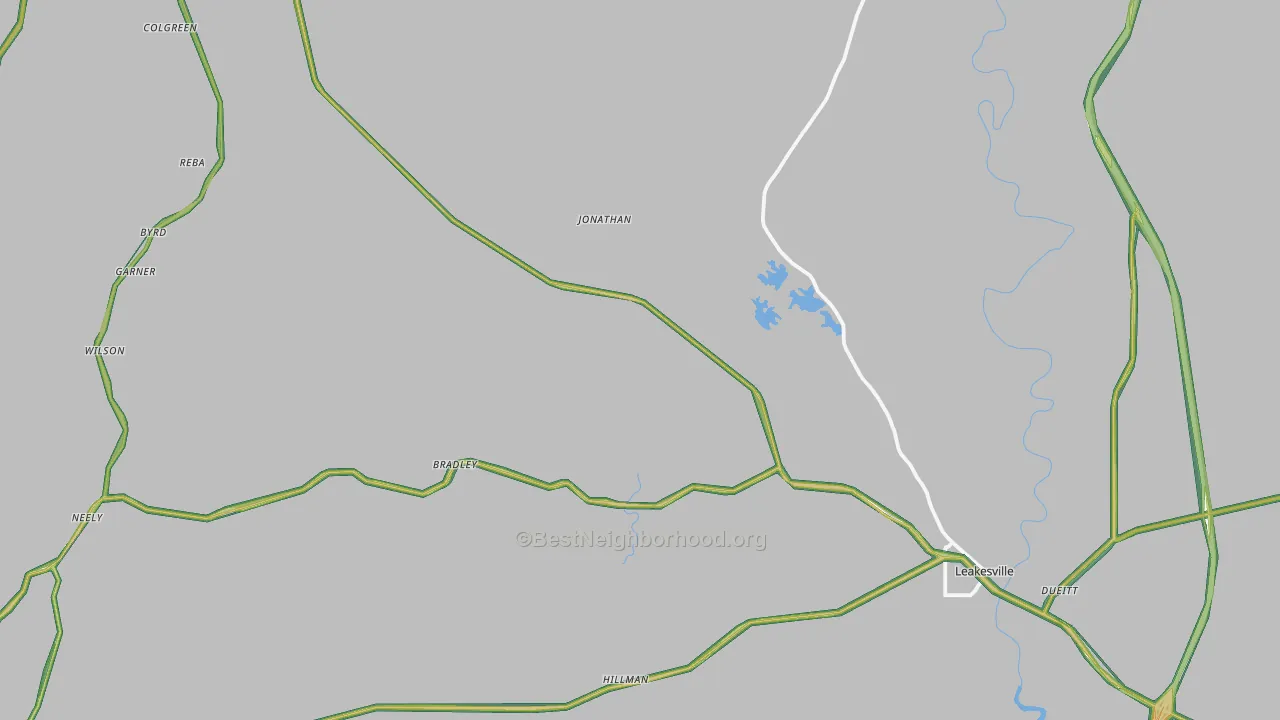 Greene County, MS Map of Noise Levels in Greene County