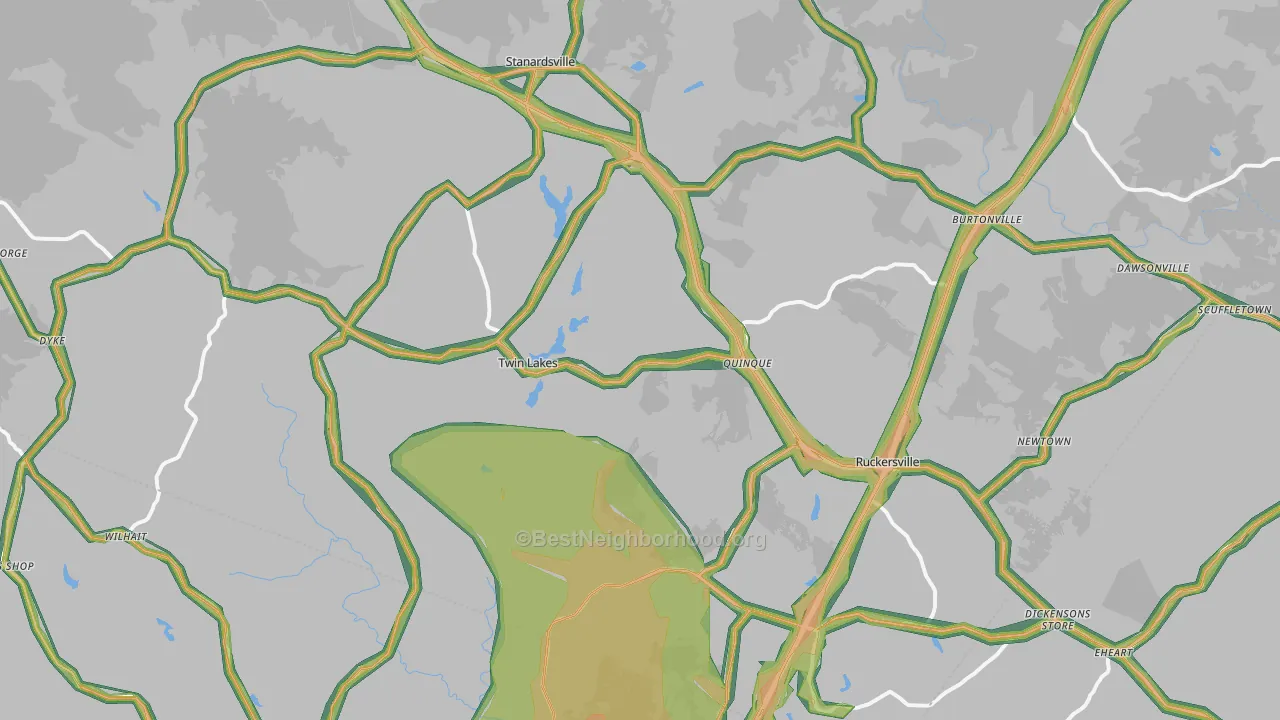 Greene County, VA Map of Noise Levels in Greene County