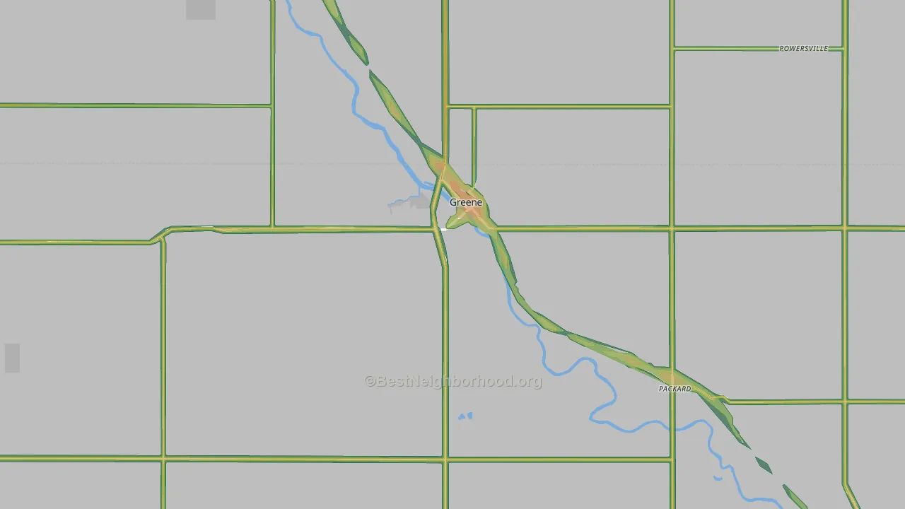 Greene, IA Map of Noise Levels in Greene