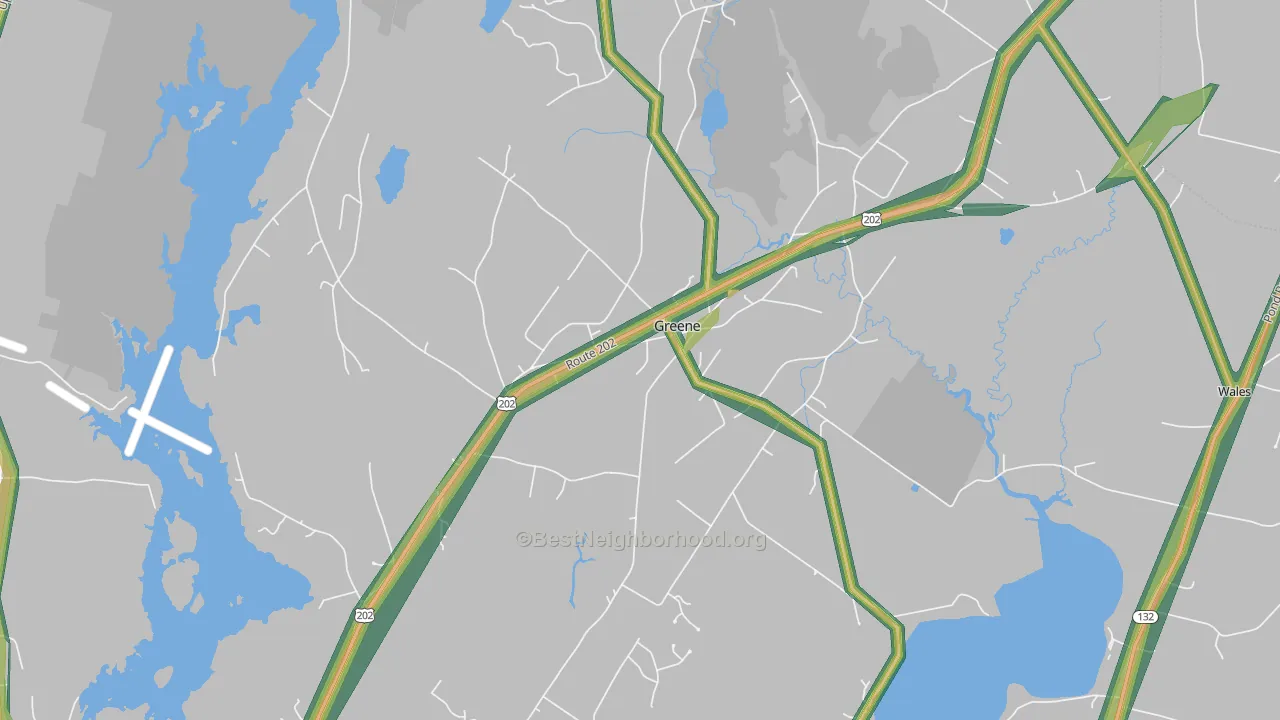 Greene, ME Map of Noise Levels in Greene