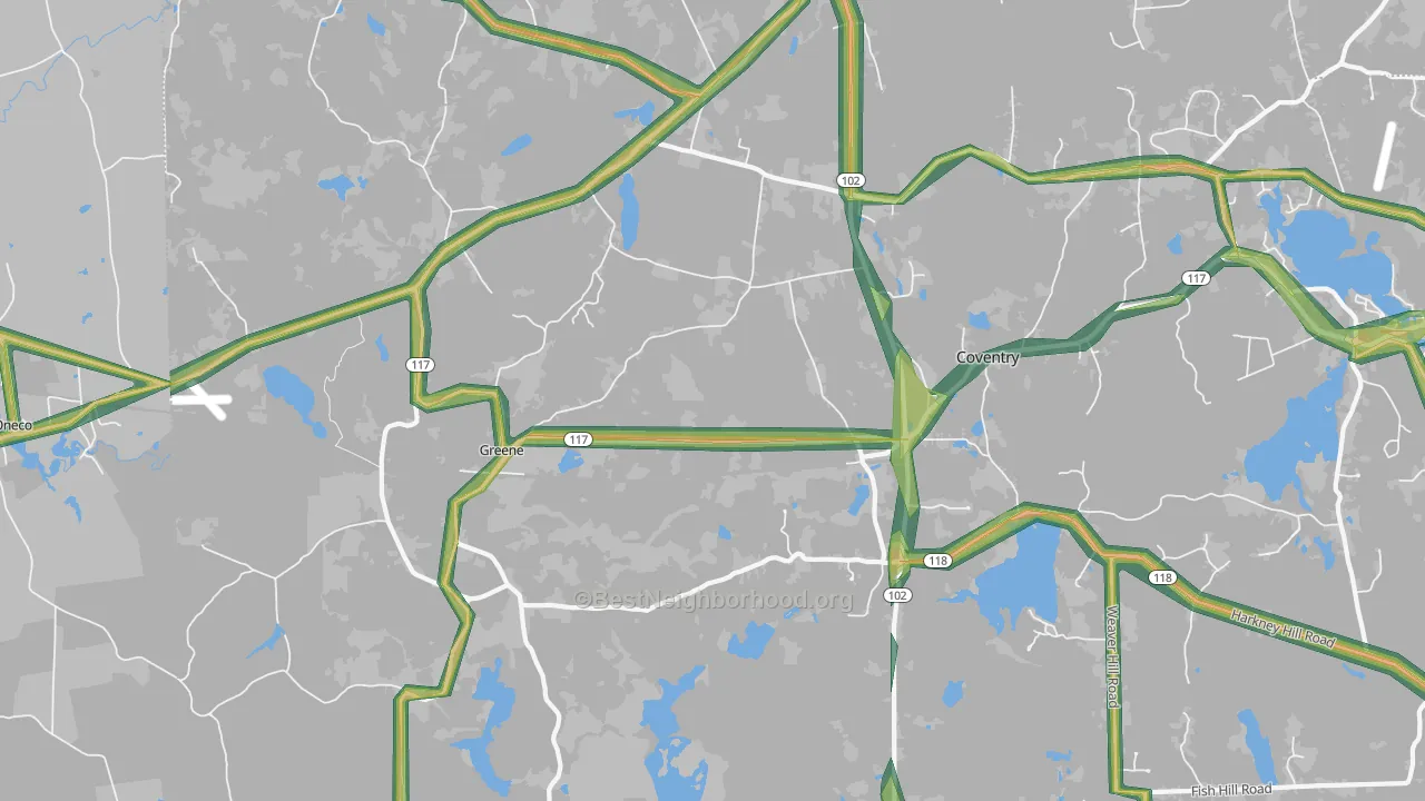 Greene, RI Map of Noise Levels in Greene