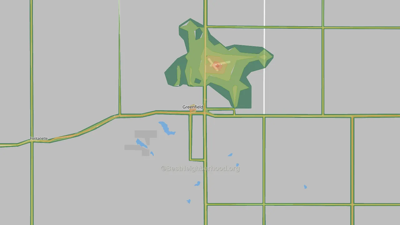Greenfield, IA Map of Noise Levels in Greenfield