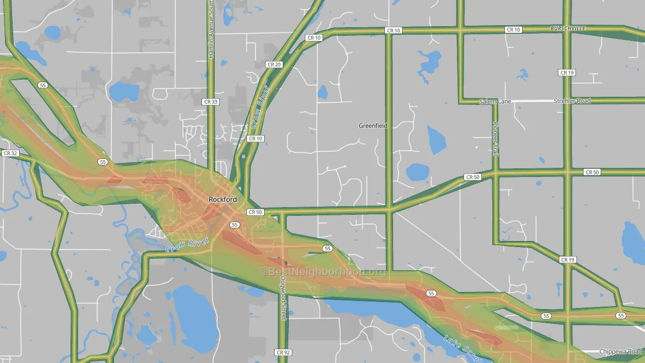 Greenfield, MN Map of Noise Levels in Greenfield