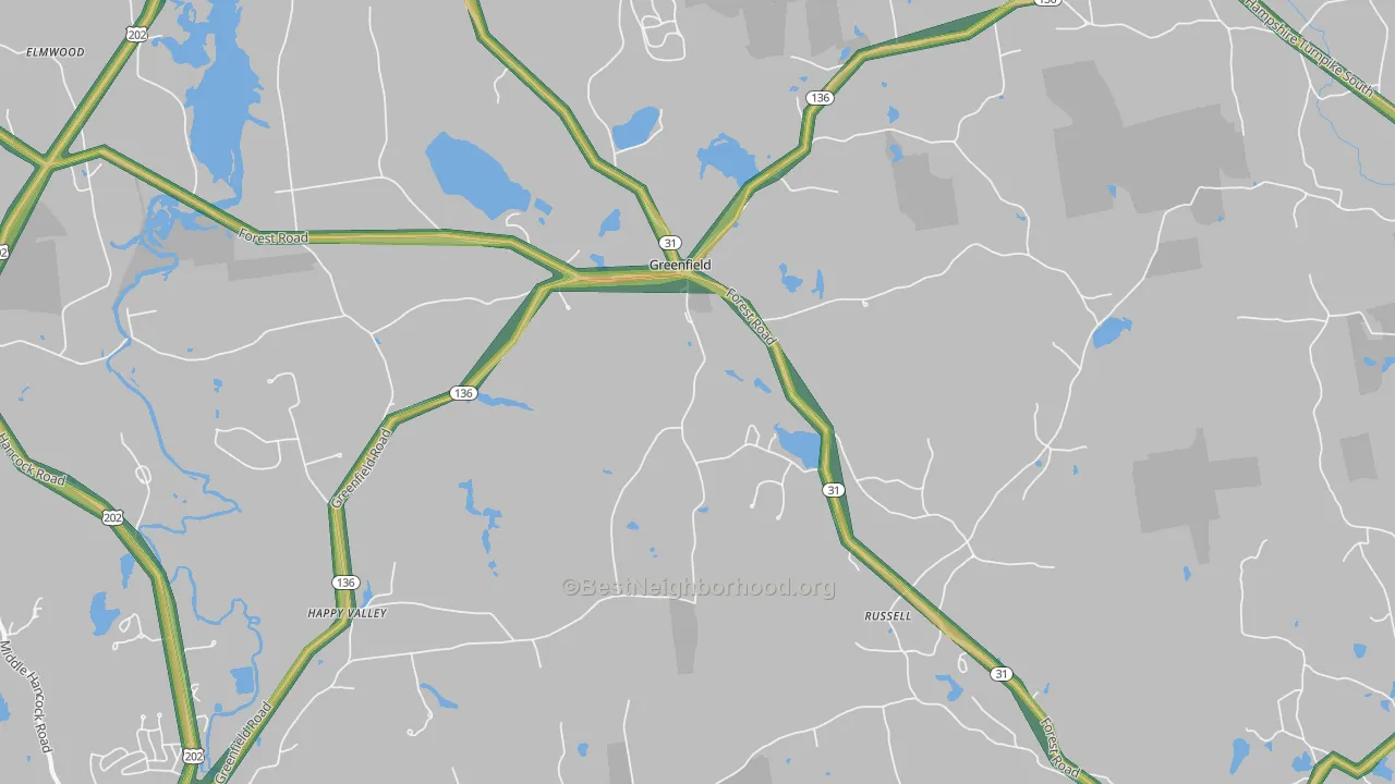 Greenfield, NH Map of Noise Levels in Greenfield