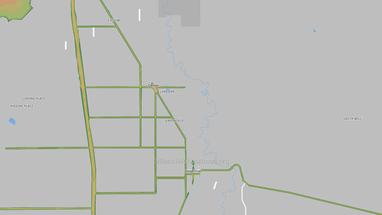 Greenfield, NM Map of Noise Levels in Greenfield