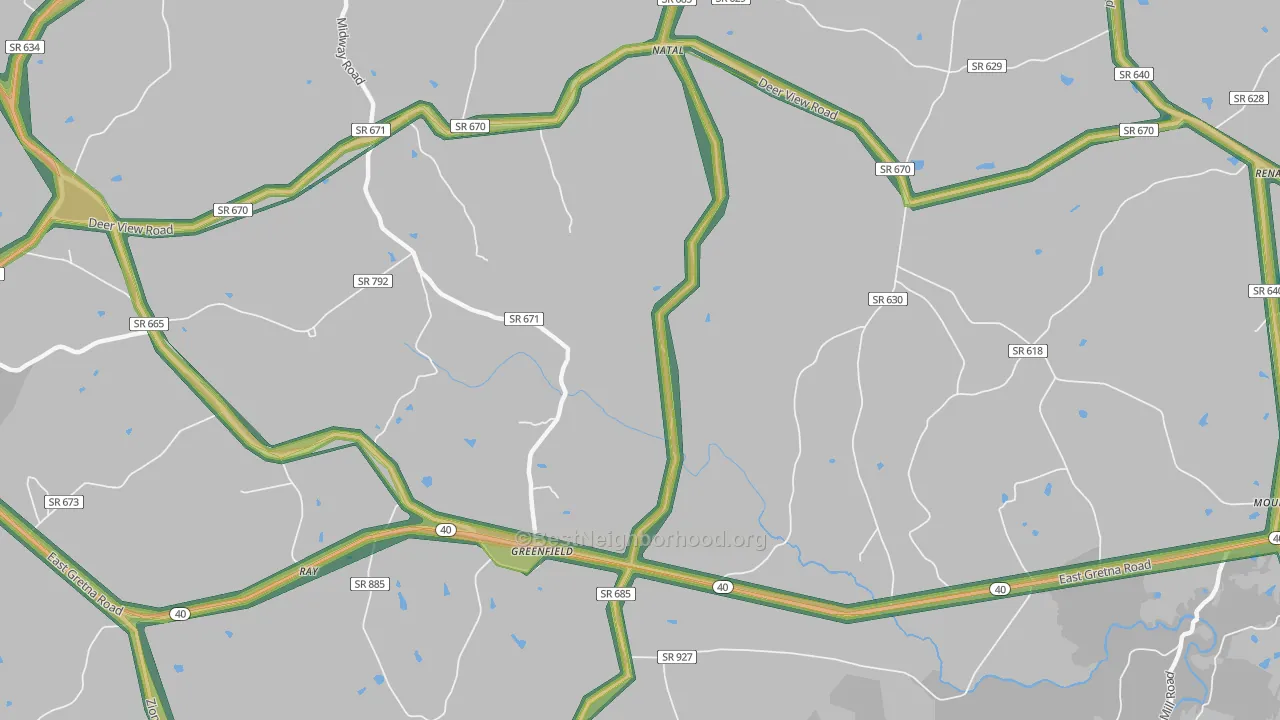 Greenfield, VA Map of Noise Levels in Greenfield