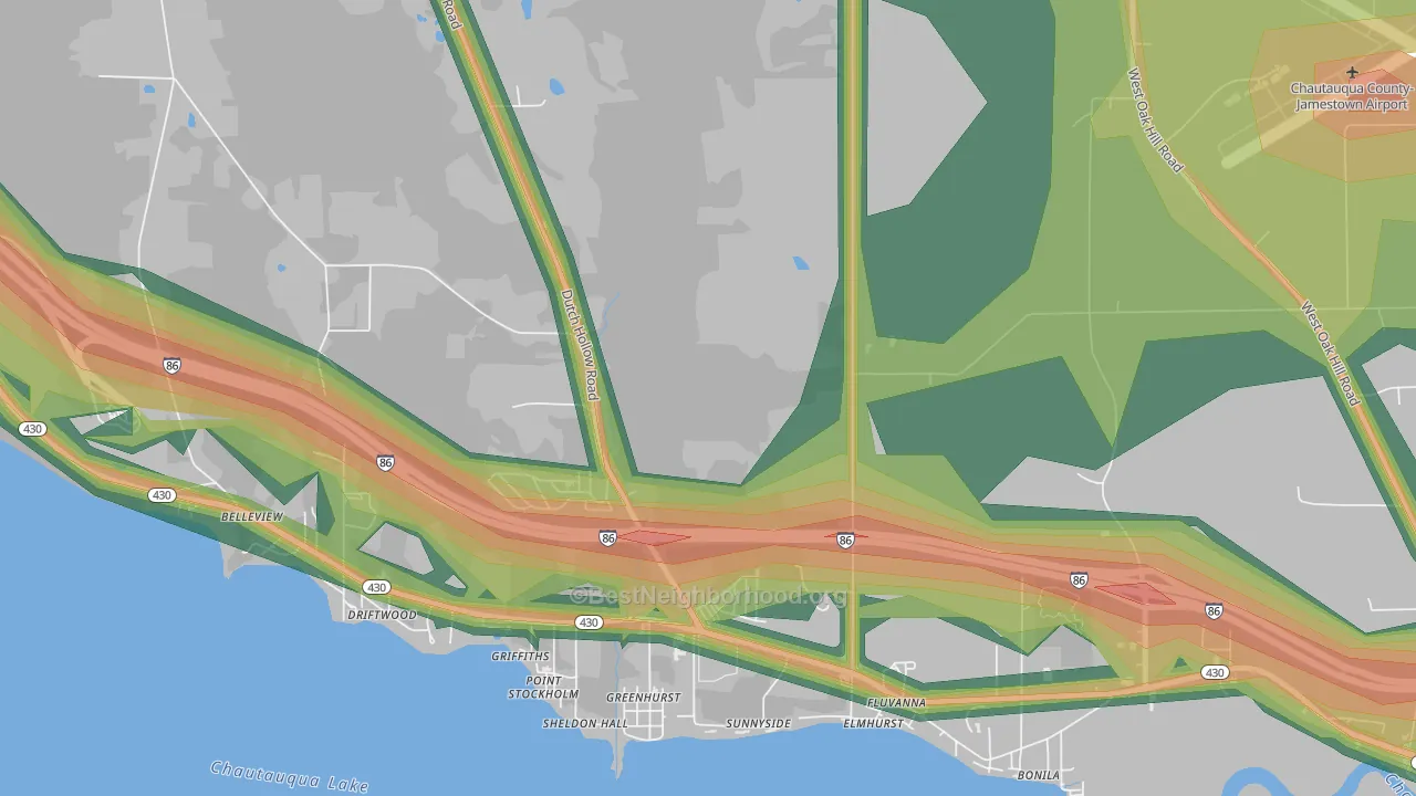 Greenhurst, NY Map of Noise Levels in Greenhurst
