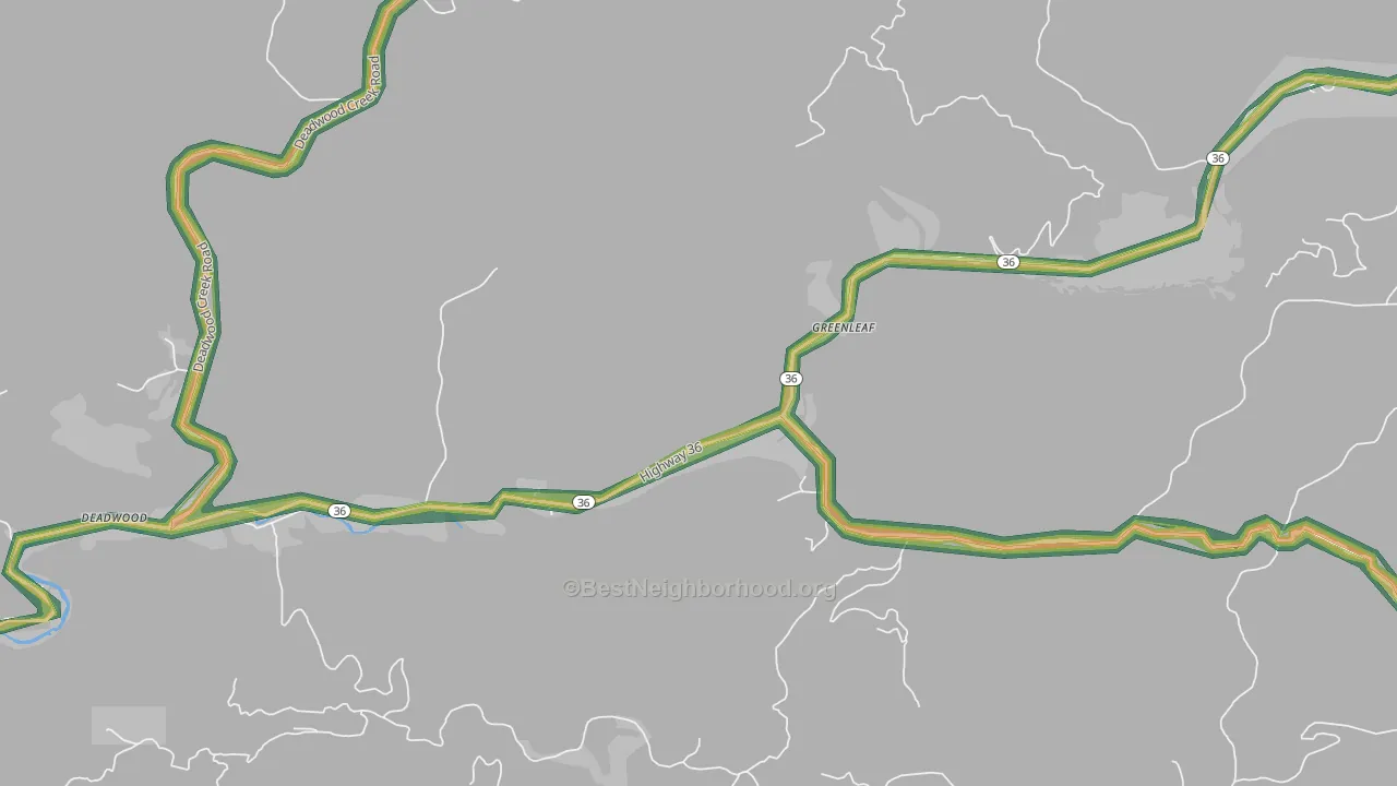 Greenleaf, OR Map of Noise Levels in Greenleaf