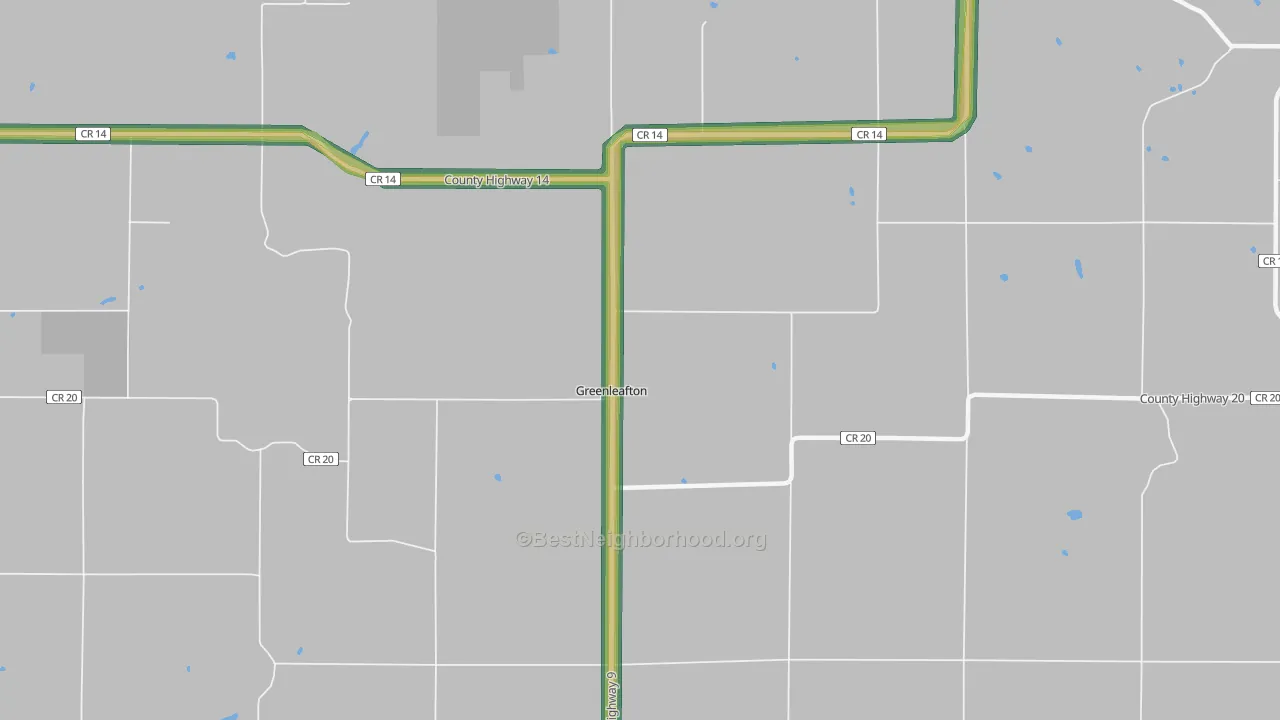 Greenleafton, MN Map of Noise Levels in Greenleafton
