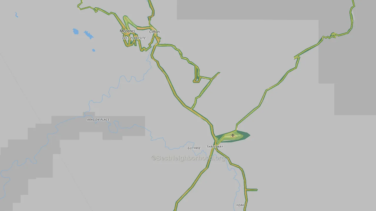 Greenlee County, AZ Map of Noise Levels in Greenlee County