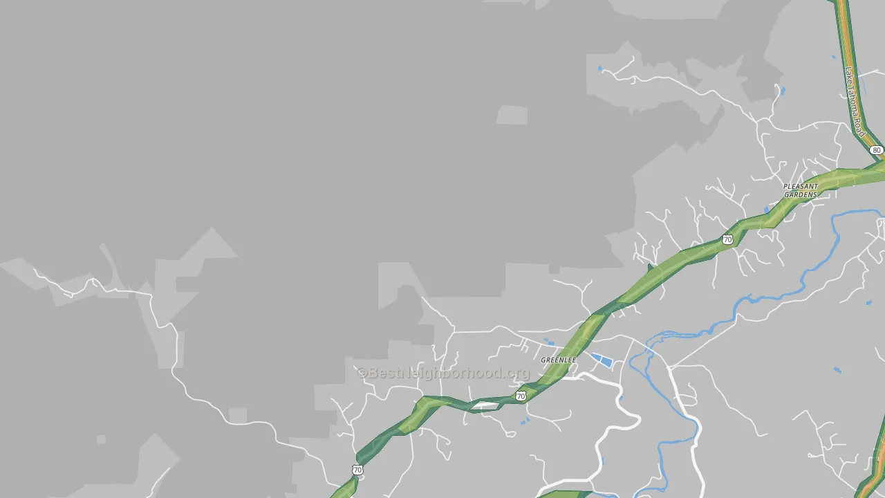 Greenlee, NC Map of Noise Levels in Greenlee