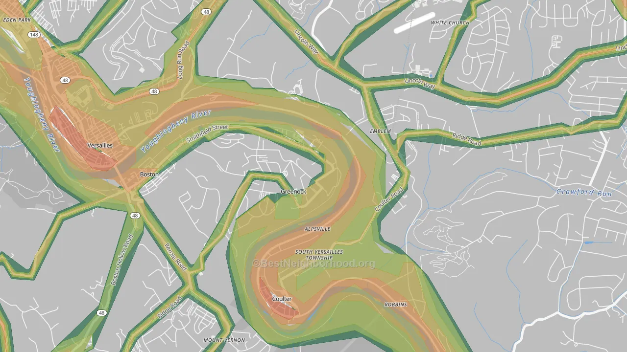 Greenock, PA Map of Noise Levels in Greenock