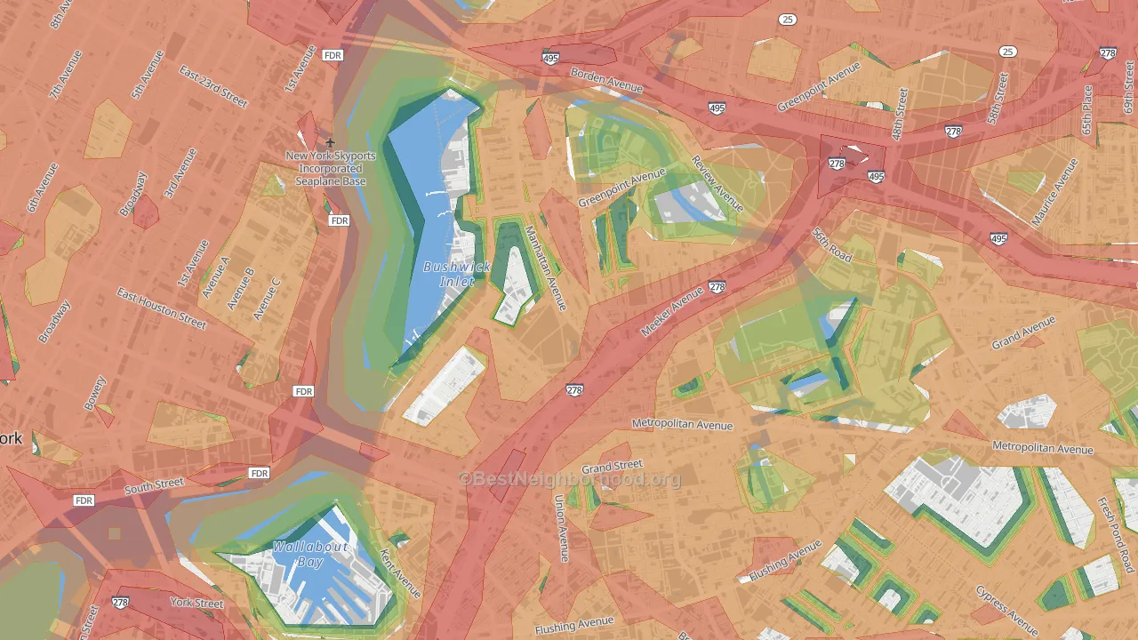 Greenpoint, Brooklyn, NY Map of Noise Levels in Greenpoint