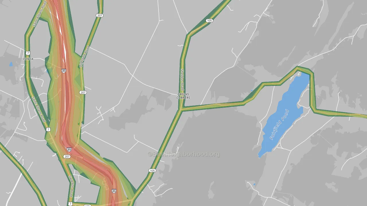 Greens Corners, VT Map of Noise Levels in Greens Corners