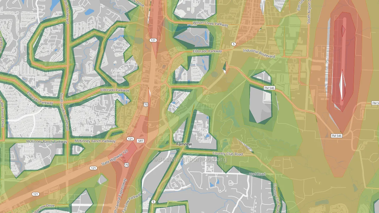 Greens of McKinney, McKinney, TX Map of Noise Levels in Greens of McKinney