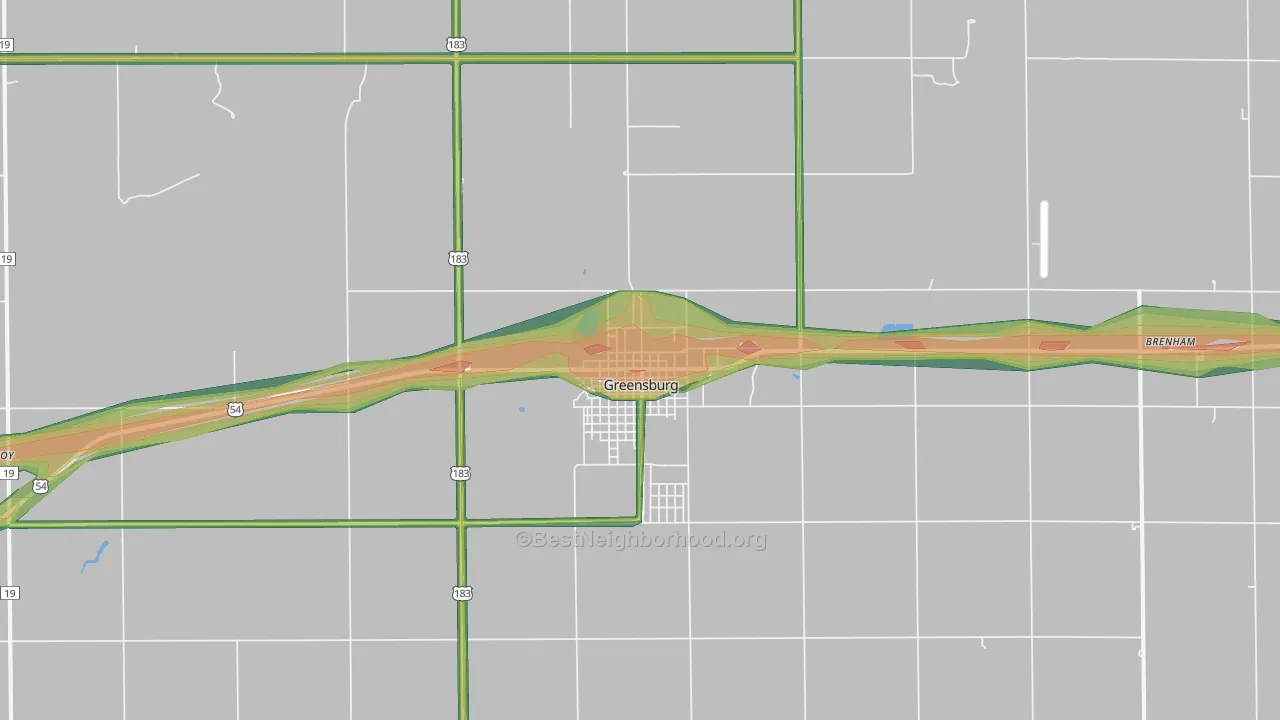 Greensburg, KS Map of Noise Levels in Greensburg