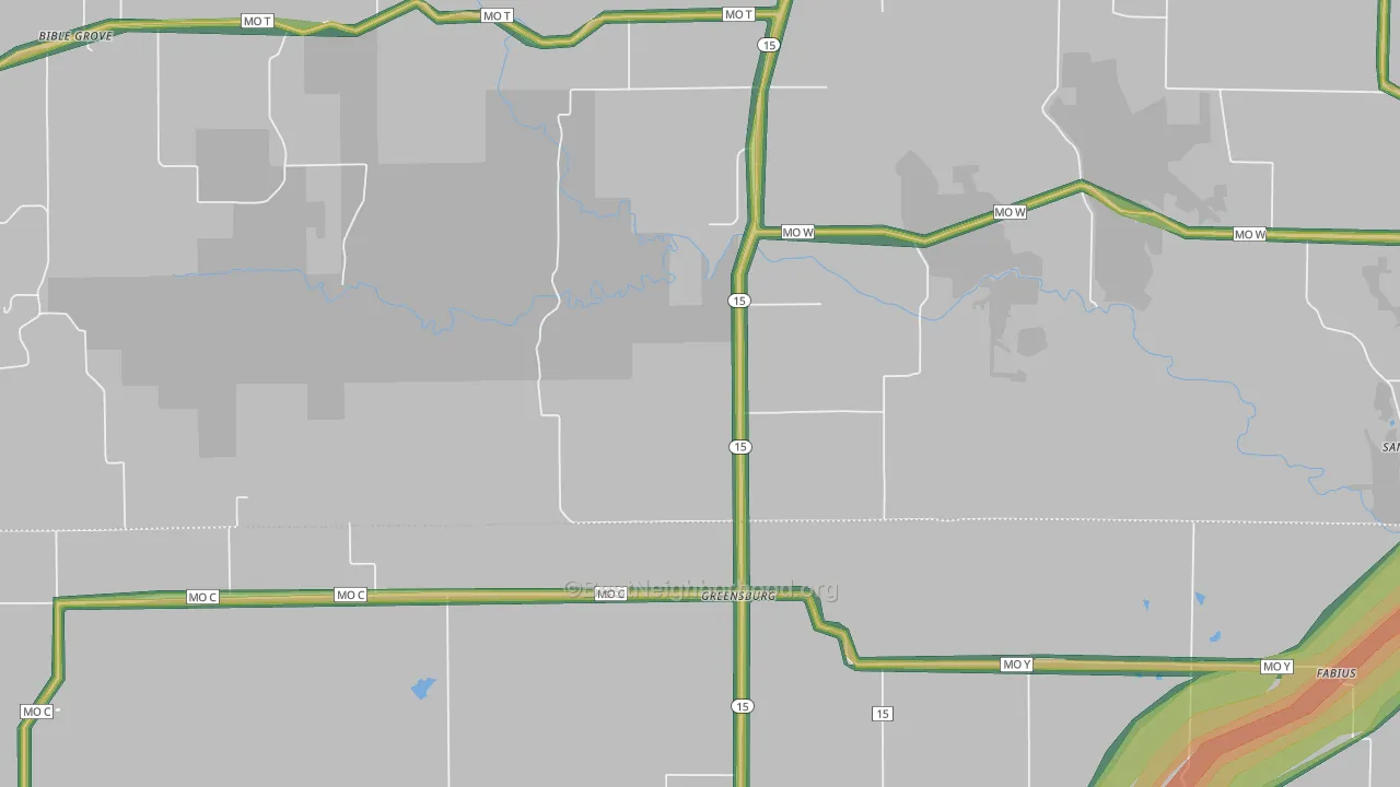 Greensburg, MO Map of Noise Levels in Greensburg