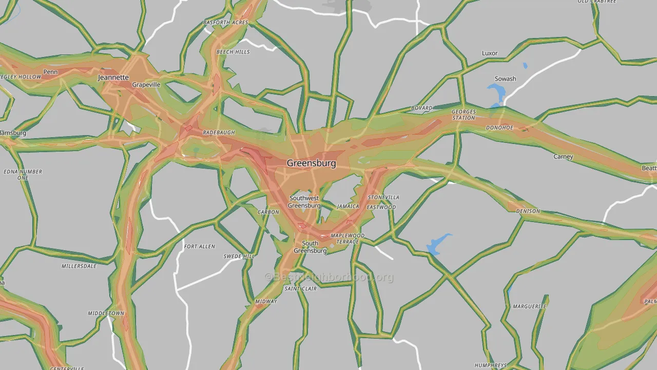 Greensburg, PA Map of Noise Levels in Greensburg