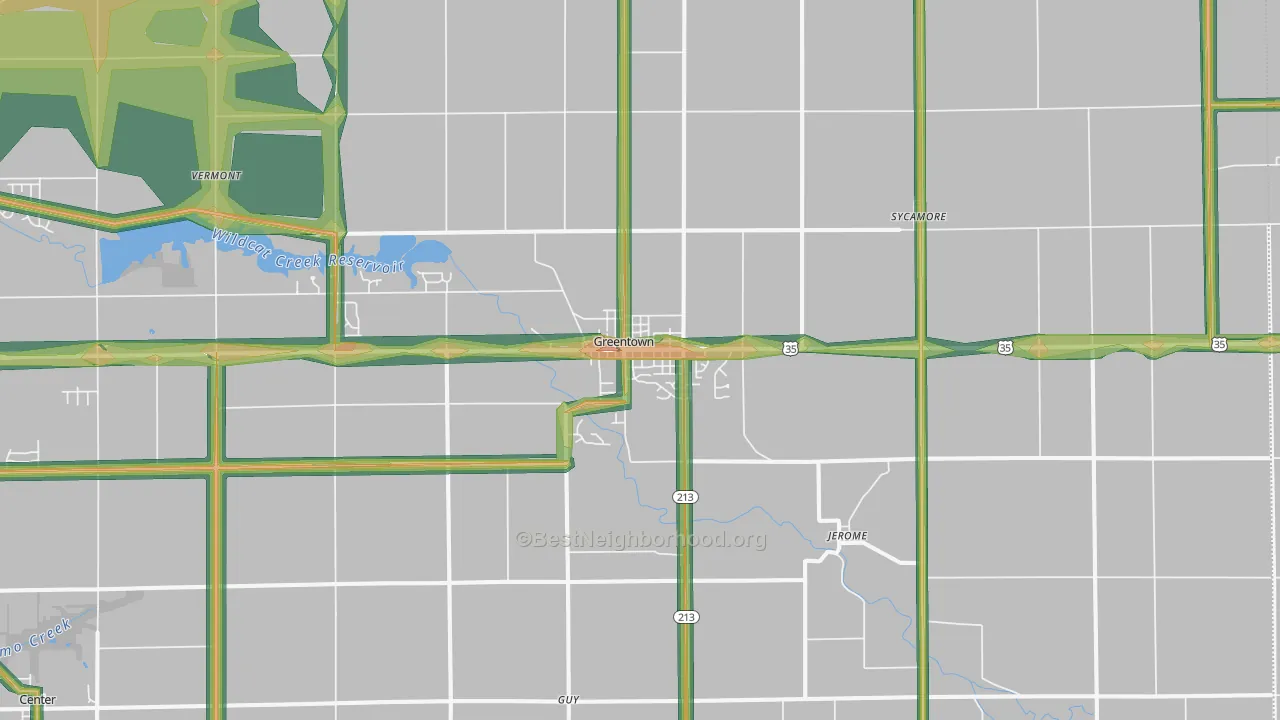 Greentown, IN Map of Noise Levels in Greentown