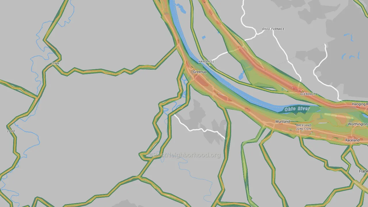 Greenup, KY Map of Noise Levels in Greenup