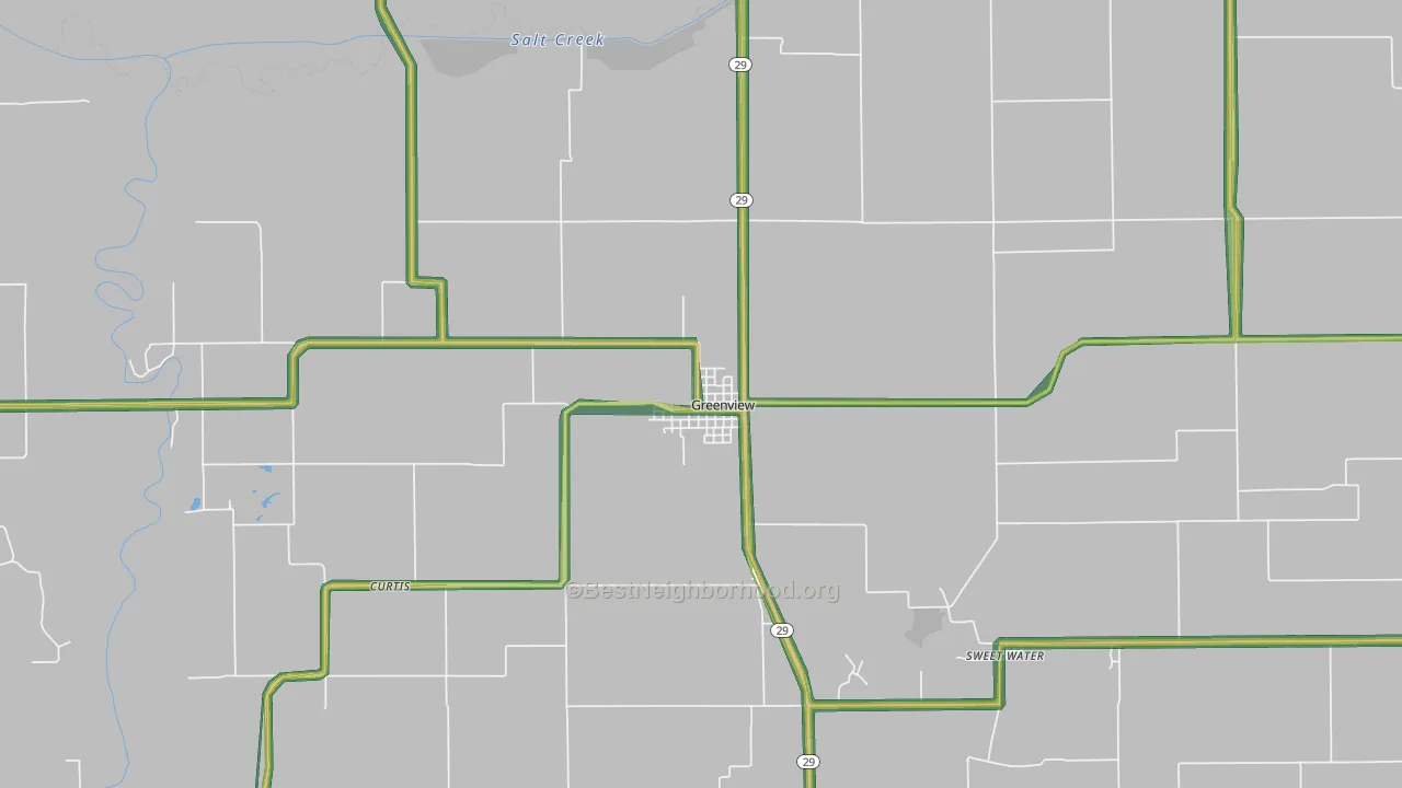 Greenview, IL Map of Noise Levels in Greenview