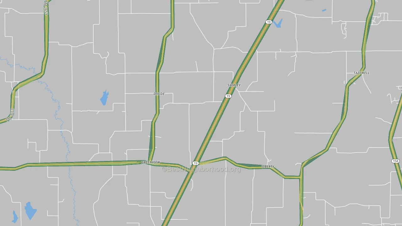 Greenview, TX Map of Noise Levels in Greenview