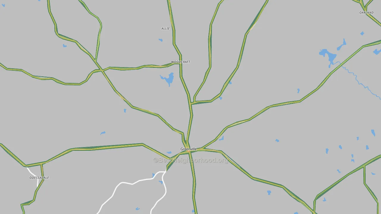 Greenville, GA Map of Noise Levels in Greenville
