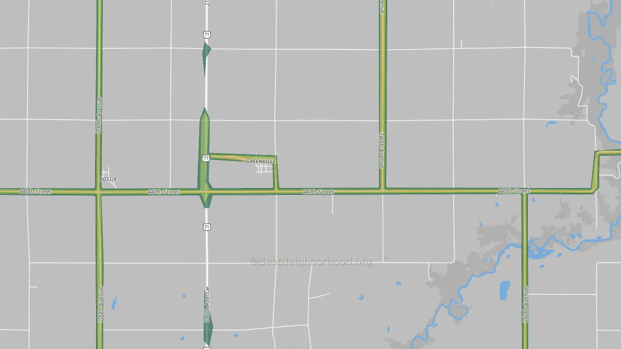 Greenville, IA Map of Noise Levels in Greenville
