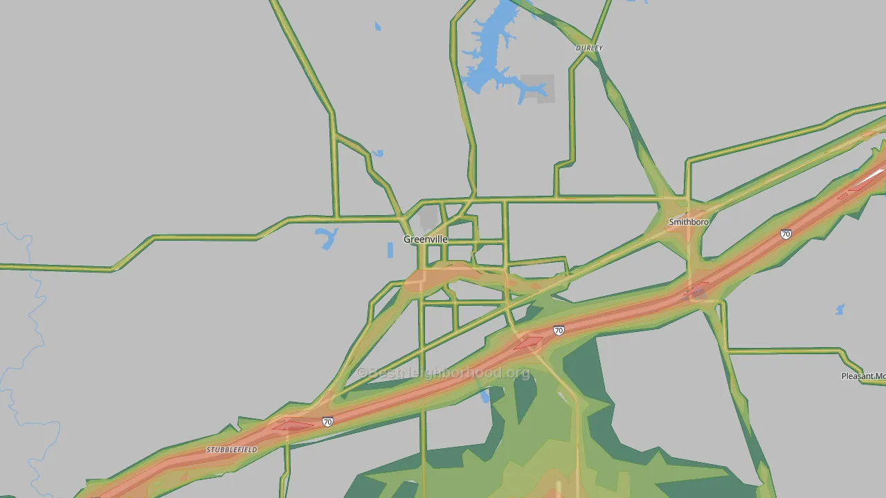 Greenville, IL Map of Noise Levels in Greenville