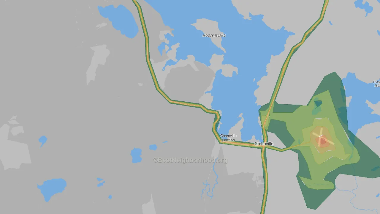 Greenville Junction, ME Map of Noise Levels in Greenville Junction
