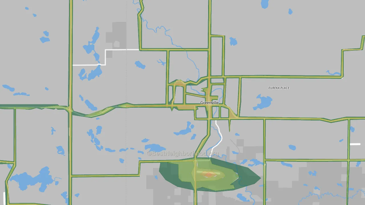 Greenville, MI Map of Noise Levels in Greenville