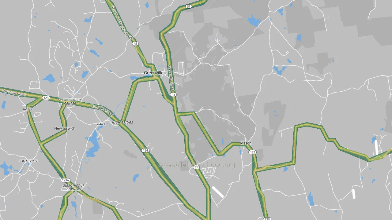 Greenville, NH Map of Noise Levels in Greenville