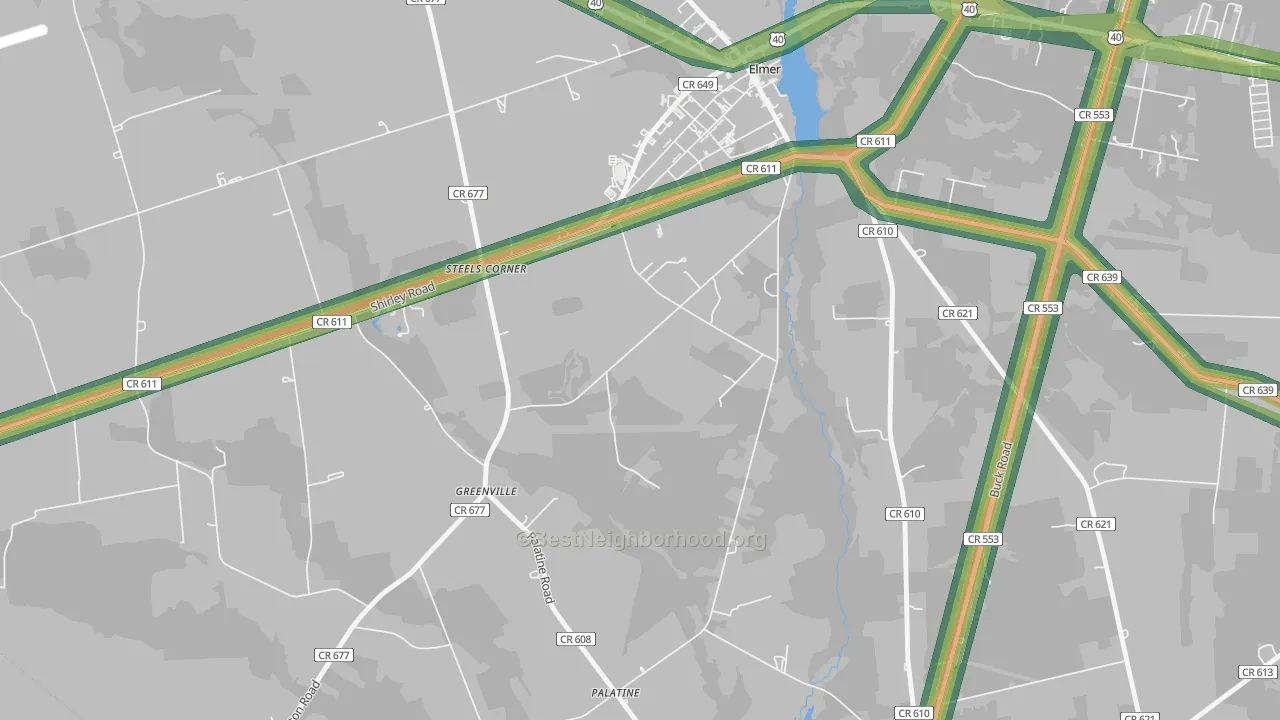 Greenville, NJ Map of Noise Levels in Greenville