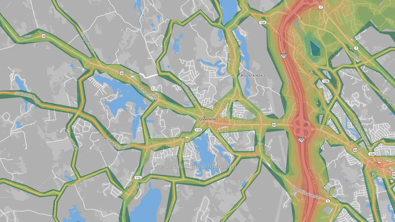 Greenville, RI Map of Noise Levels in Greenville