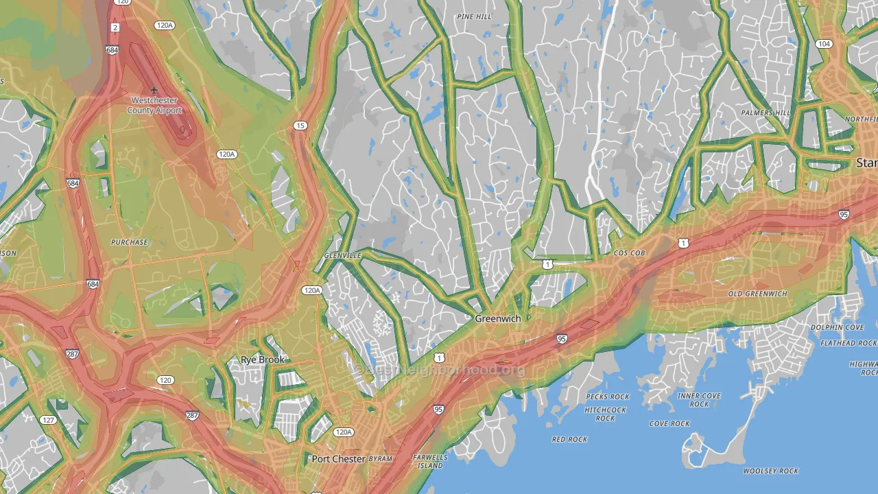 Greenwich, CT Map of Noise Levels in Greenwich
