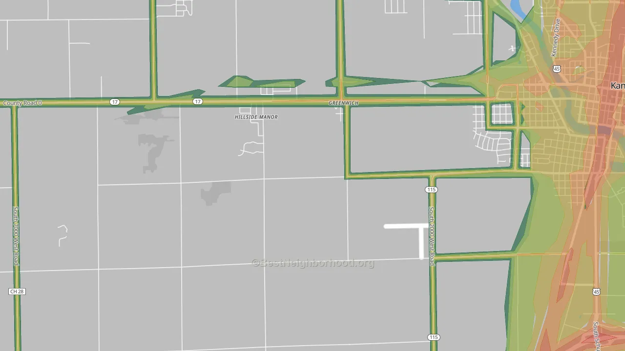 Greenwich, IL Map of Noise Levels in Greenwich