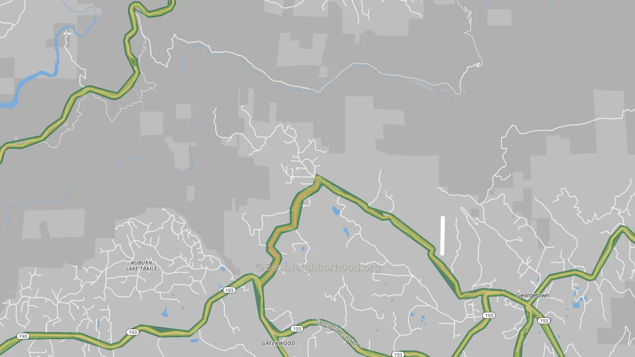 Greenwood, CA Map of Noise Levels in Greenwood