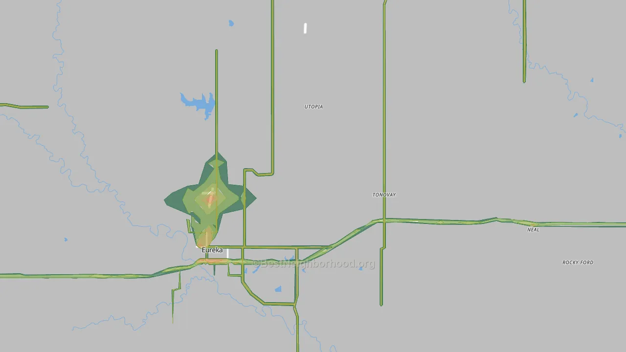 Greenwood County, KS Map of Noise Levels in Greenwood County