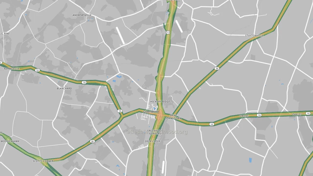 Greenwood, DE Map of Noise Levels in Greenwood