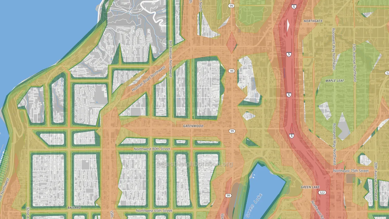 Greenwood, Seattle, WA Map of Noise Levels in Greenwood
