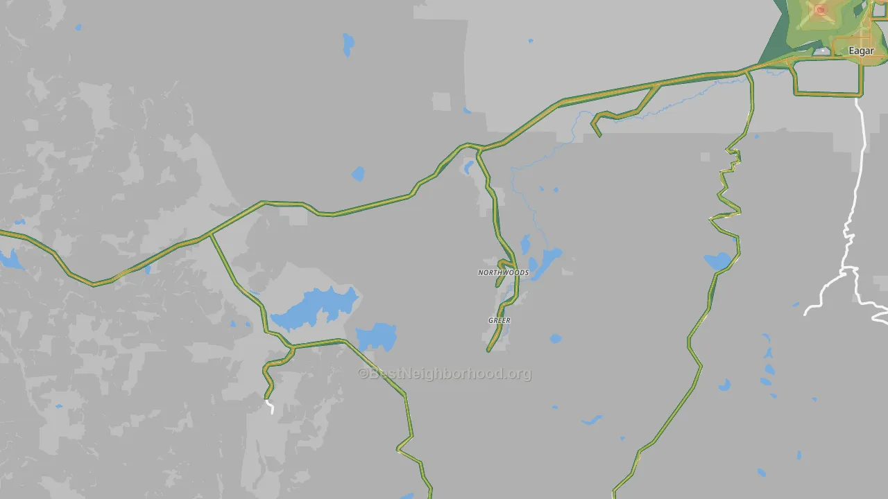 Greer, AZ Map of Noise Levels in Greer