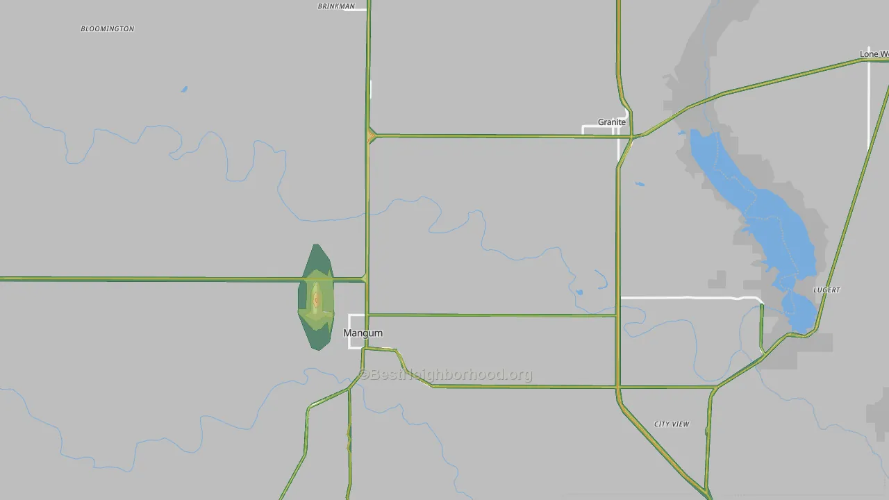 Greer County, OK Map of Noise Levels in Greer County