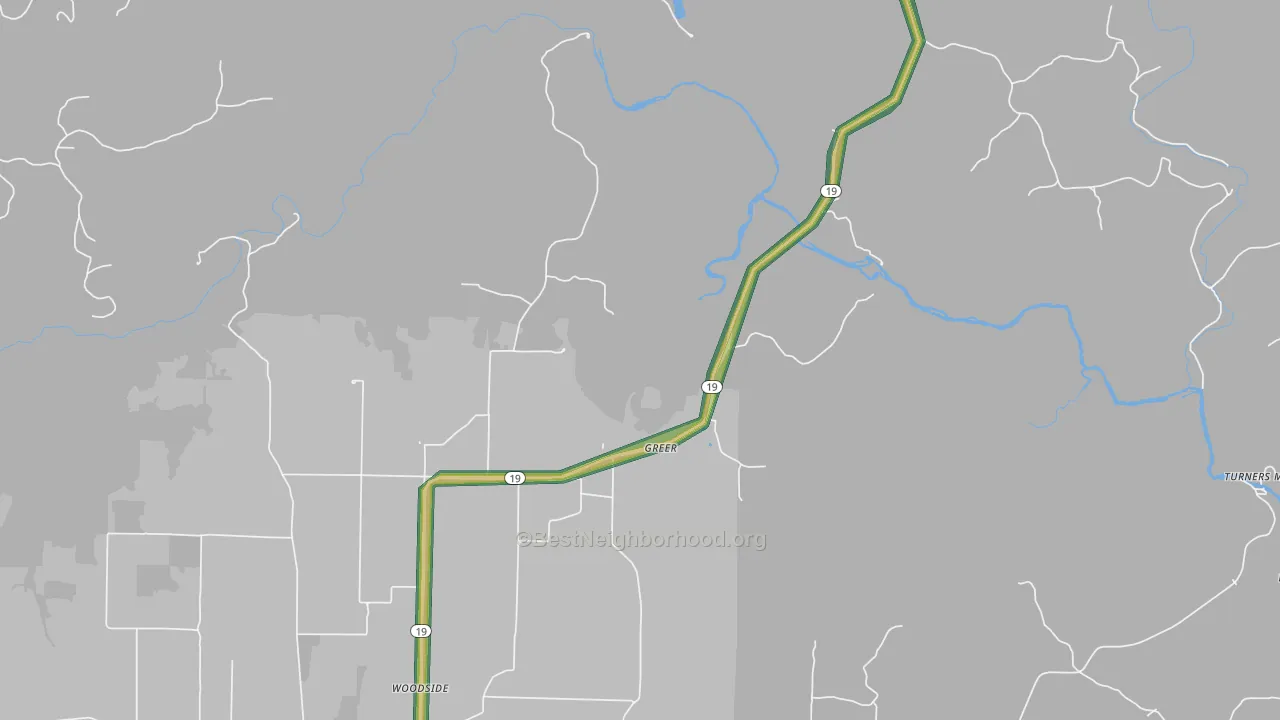 Greer, MO Map of Noise Levels in Greer