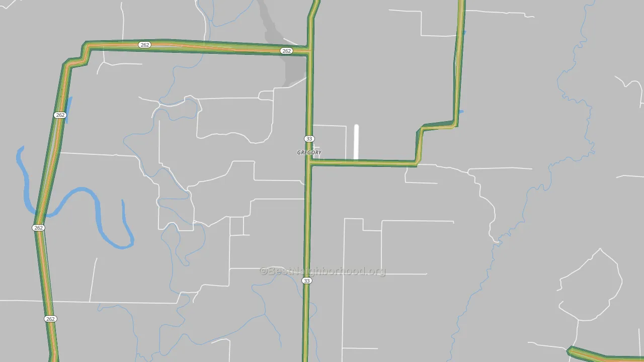 Gregory, AR Map of Noise Levels in Gregory