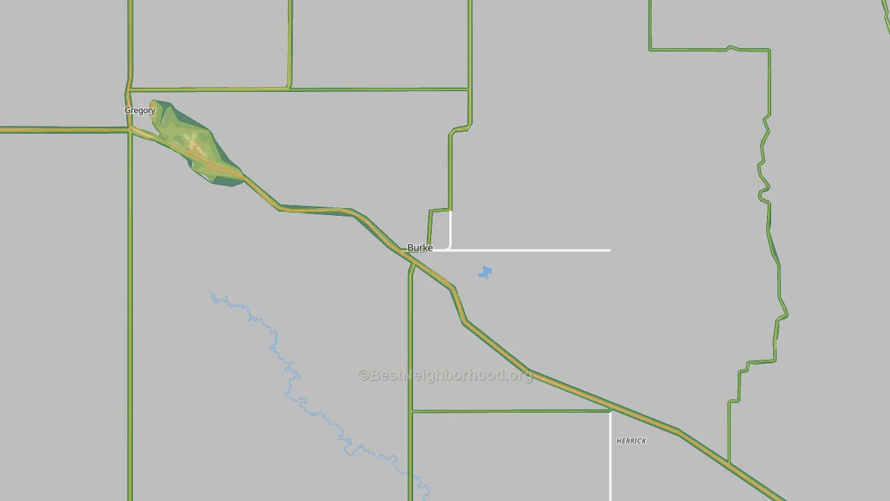 Gregory County, SD Map of Noise Levels in Gregory County