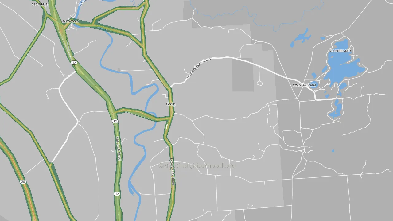 Greig, NY Map of Noise Levels in Greig