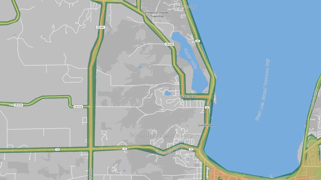 Greilickville, MI Map of Noise Levels in Greilickville