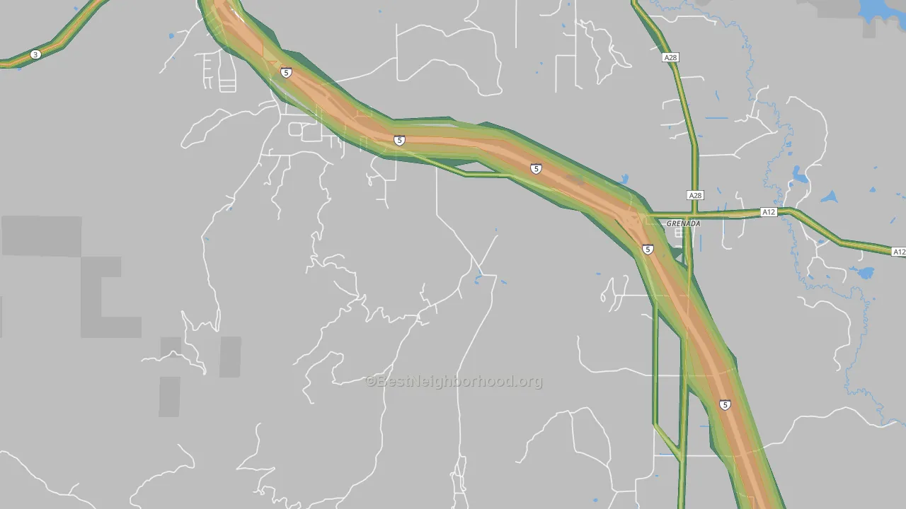 Grenada, CA Map of Noise Levels in Grenada