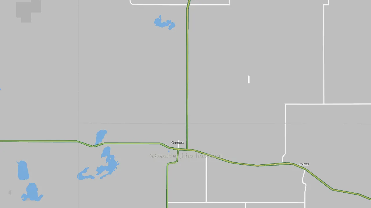 Grenora, ND Map of Noise Levels in Grenora